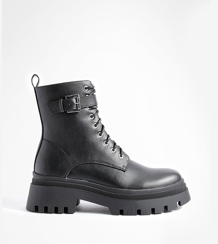 Buckle Detail Chunky Hiker Boots
