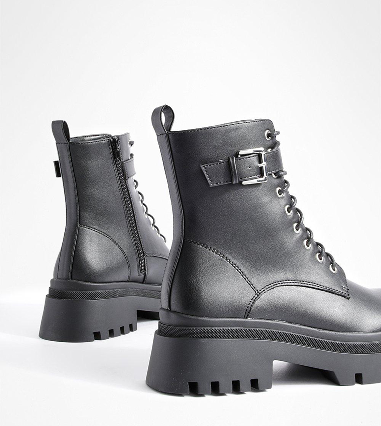 Buckle Detail Chunky Hiker Boots