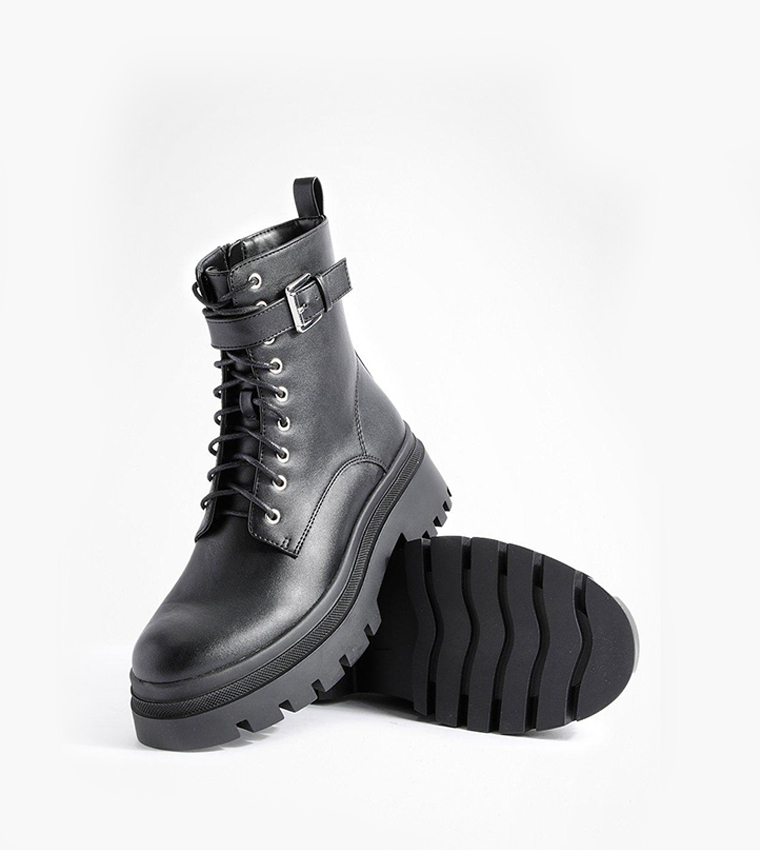 Buckle Detail Chunky Hiker Boots