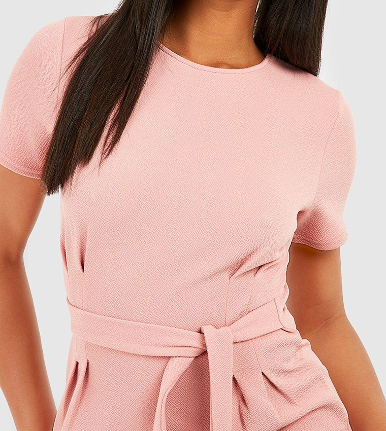 فستان جيرسيه كريب ميدي بكسرات