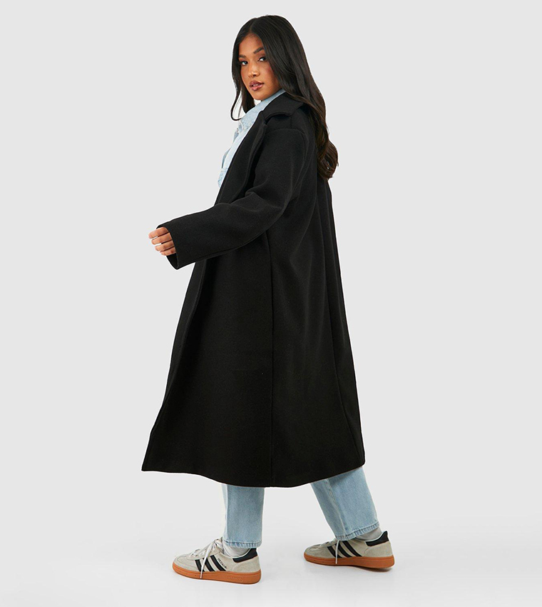 Shoulder Pad Midaxi Dress Black