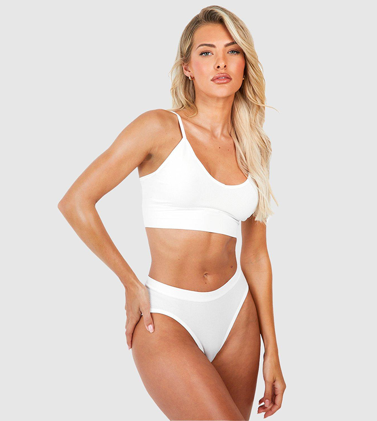 Buy Boohoo Seamless Strappy Lingerie Set In White