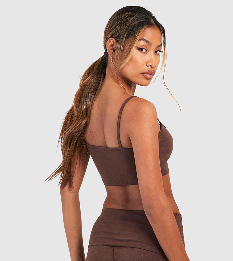 Buy Boohoo Strappy Soft Touch Bralette In CHOCOLATE