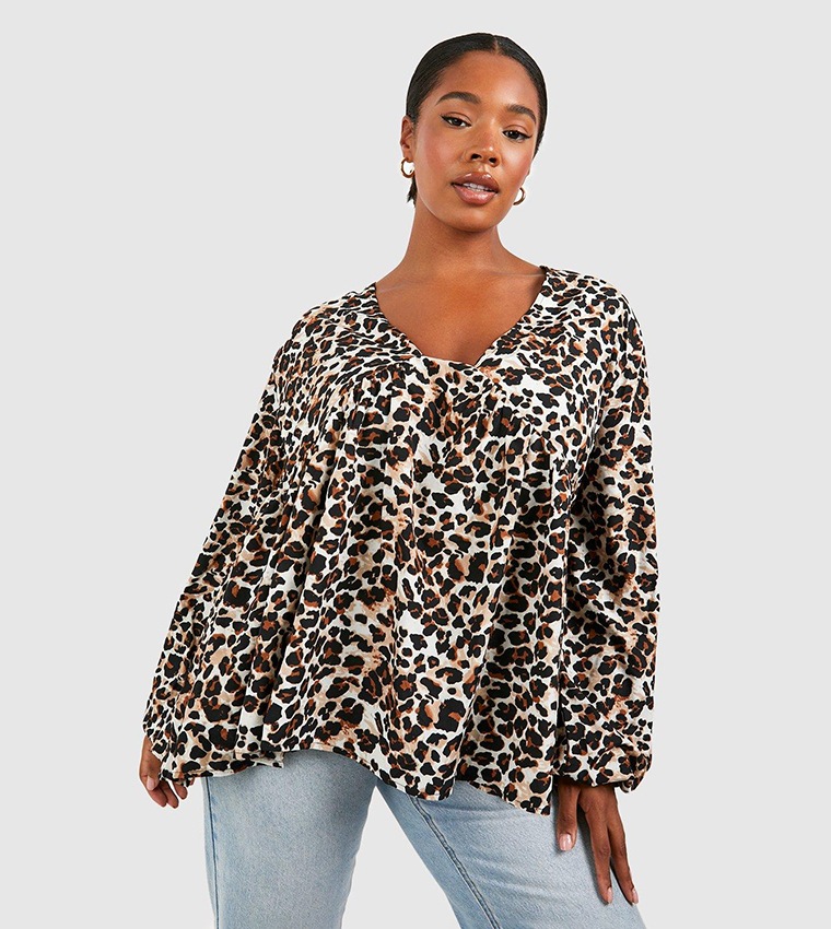 Leopard print sales smock top