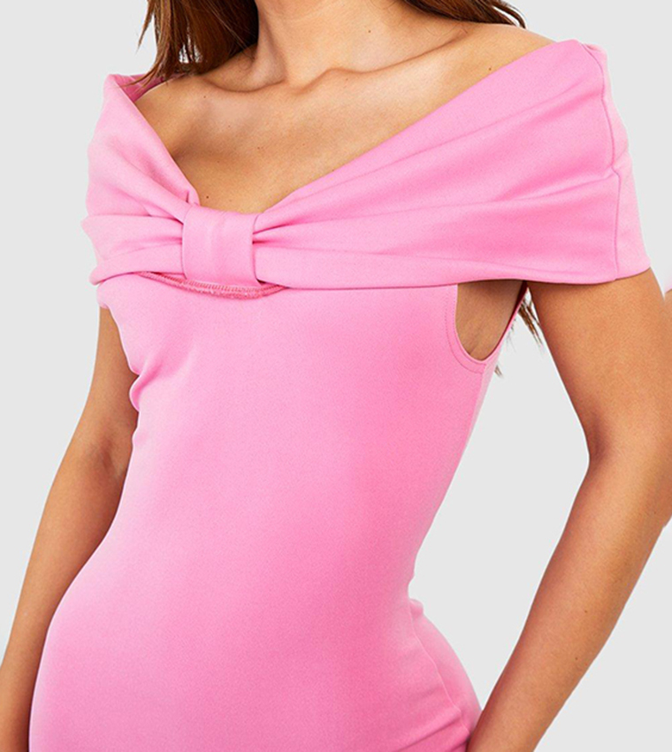 Buy Boohoo Bow Front Mini Dress In Pink 6thStreet Bahrain