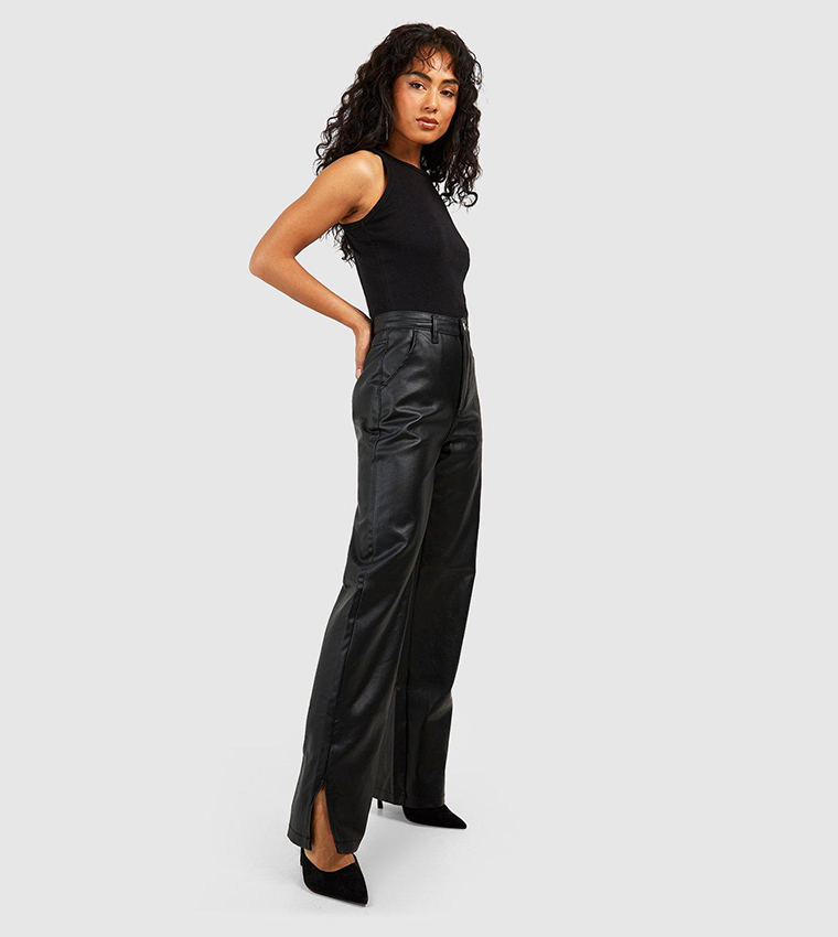Jeans Boohoo Black And White Split Leg Jeans Buy Boohoo Pu Coated - Main Image