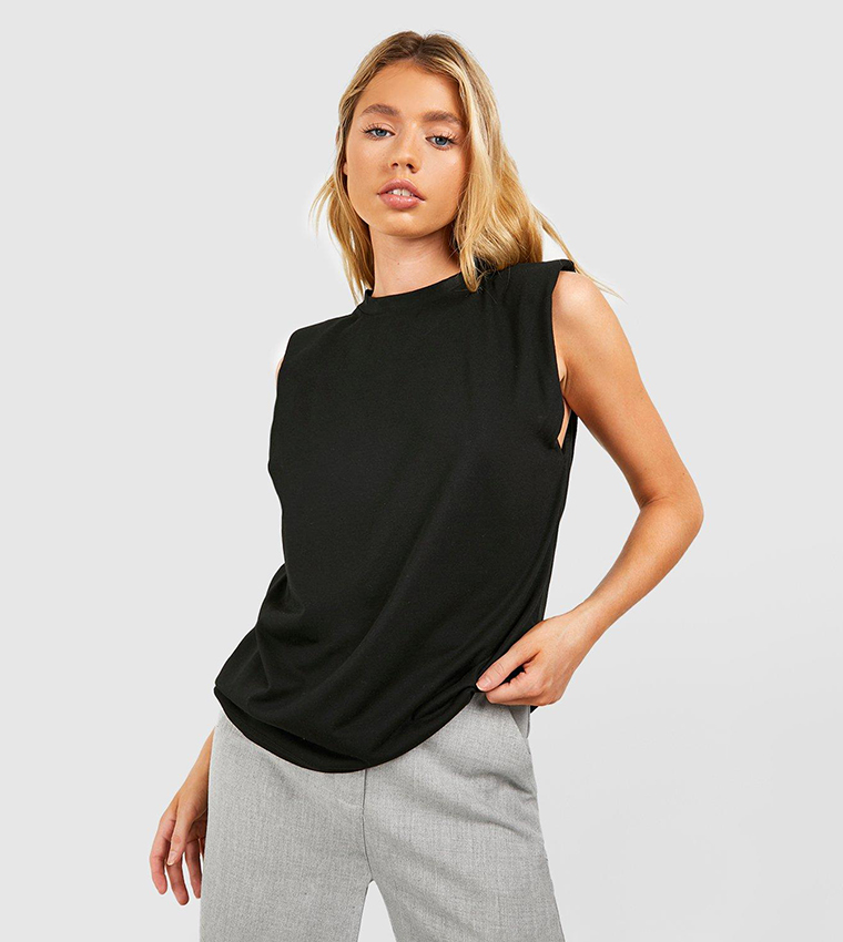 Buy Boohoo Shoulder Pad Oversized T Shirt In Black 6thStreet UAE