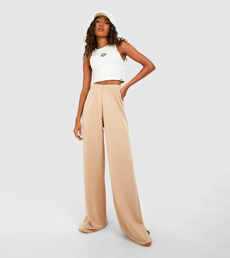 Beige wide leg joggers hot sale