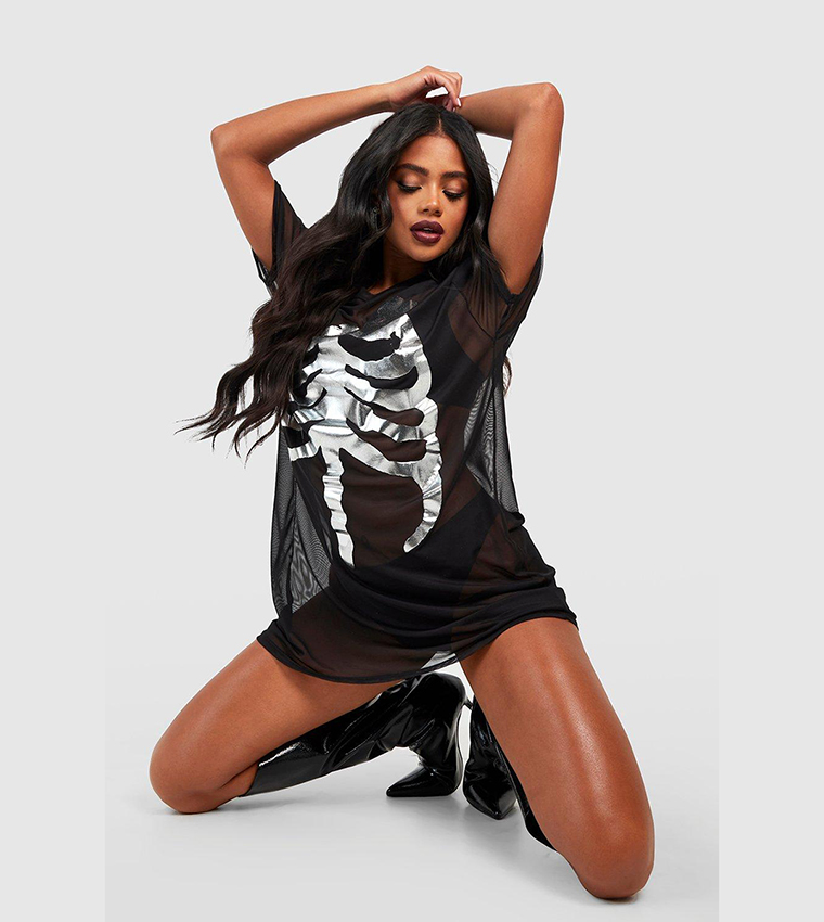 T Shirt Dress Boohoo Skeleton Dress Mesh T Shirt Dress Halloween