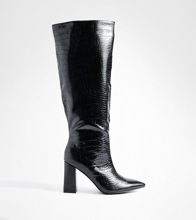 Wide leg black knee clearance high boots