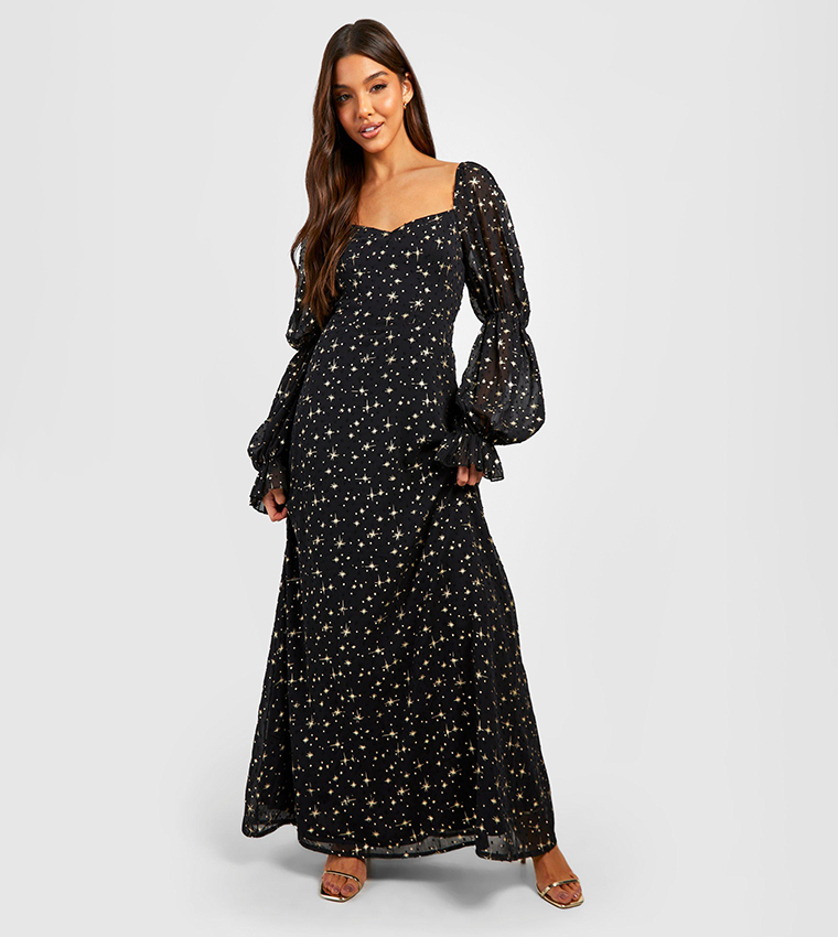 Star print clearance maxi dress