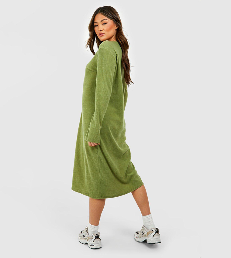 boohoo khaki midi dress