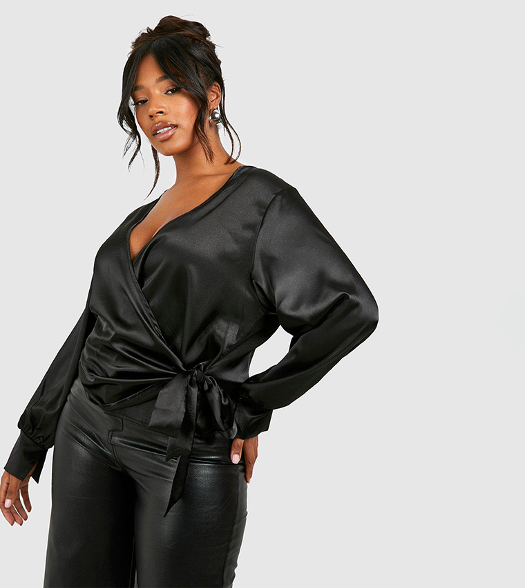 Satin Wrap Tie Top