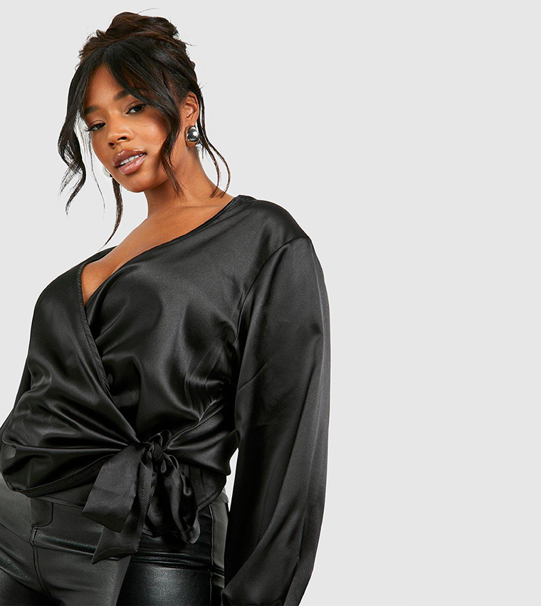 Satin Wrap Tie Top