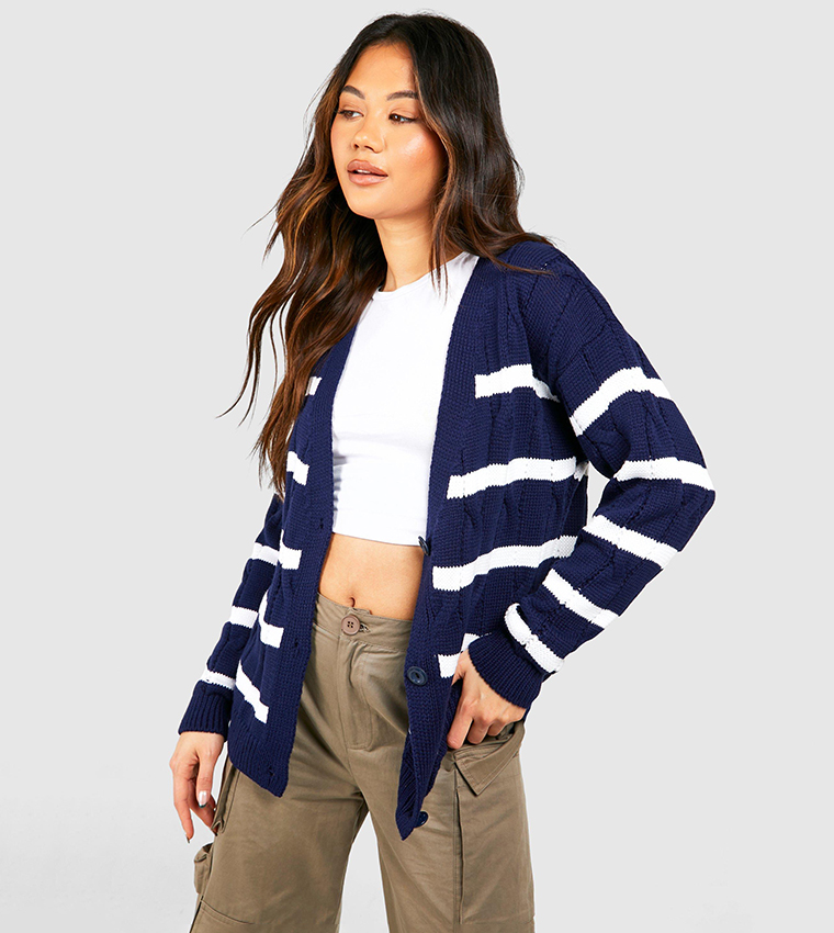 Chunky clearance navy cardigan