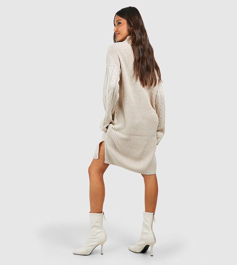 Half Zip Cable Knit Jumper Dress