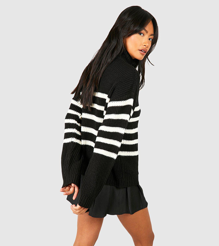 Half Zip Striped Sweater