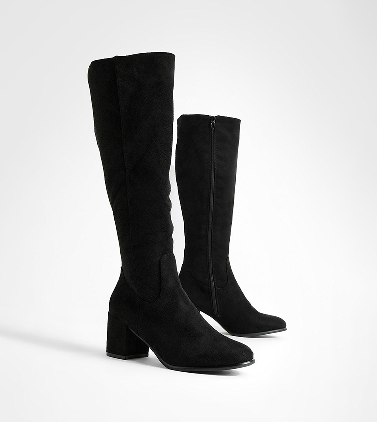 Low Block Basic Pull On Knee High Boots