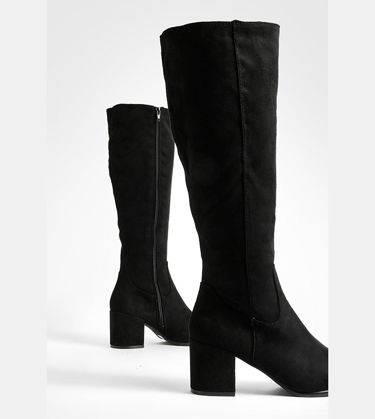 Low Block Basic Pull On Knee High Boots