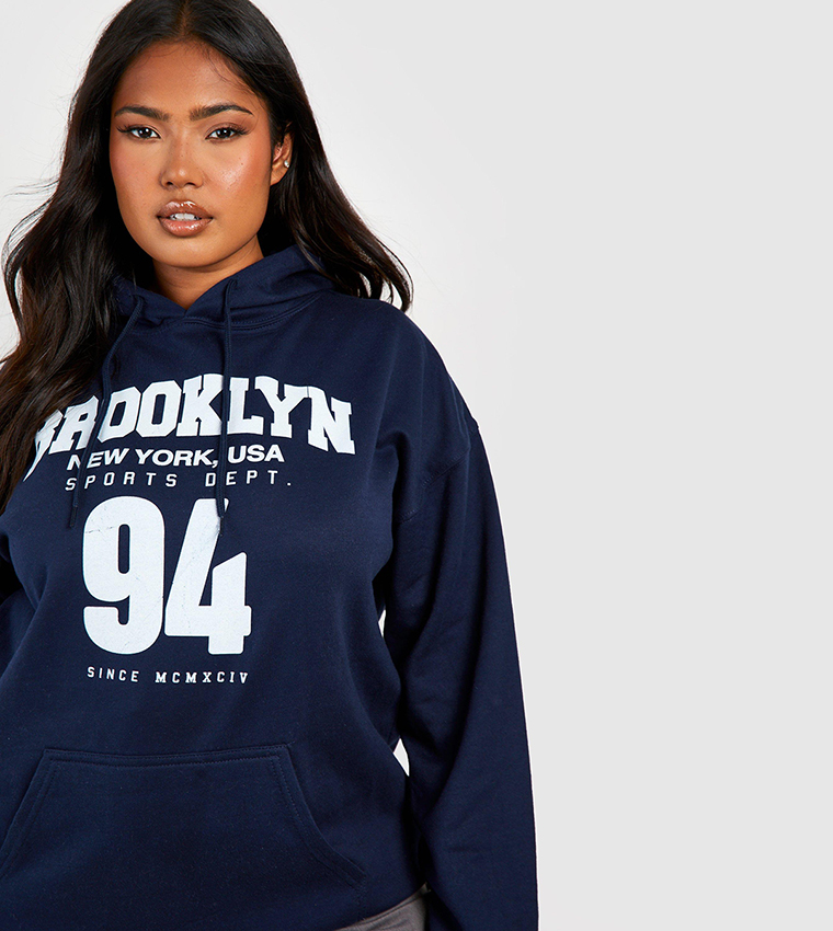 Buy Boohoo Oversized Brooklyn Hoodie In Navy