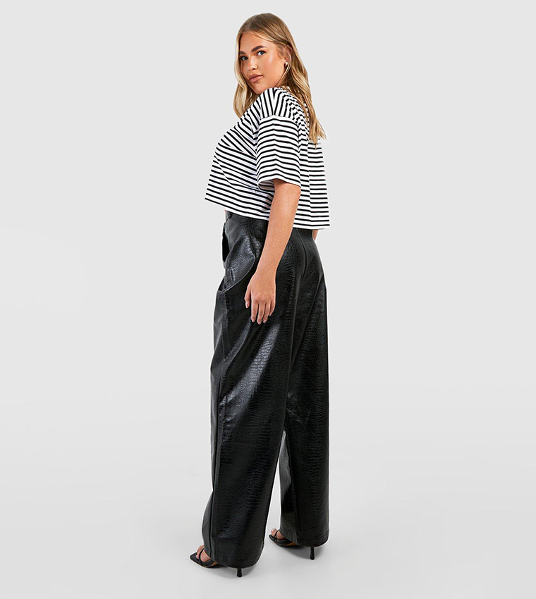 Croc Pu Wide Leg Trousers