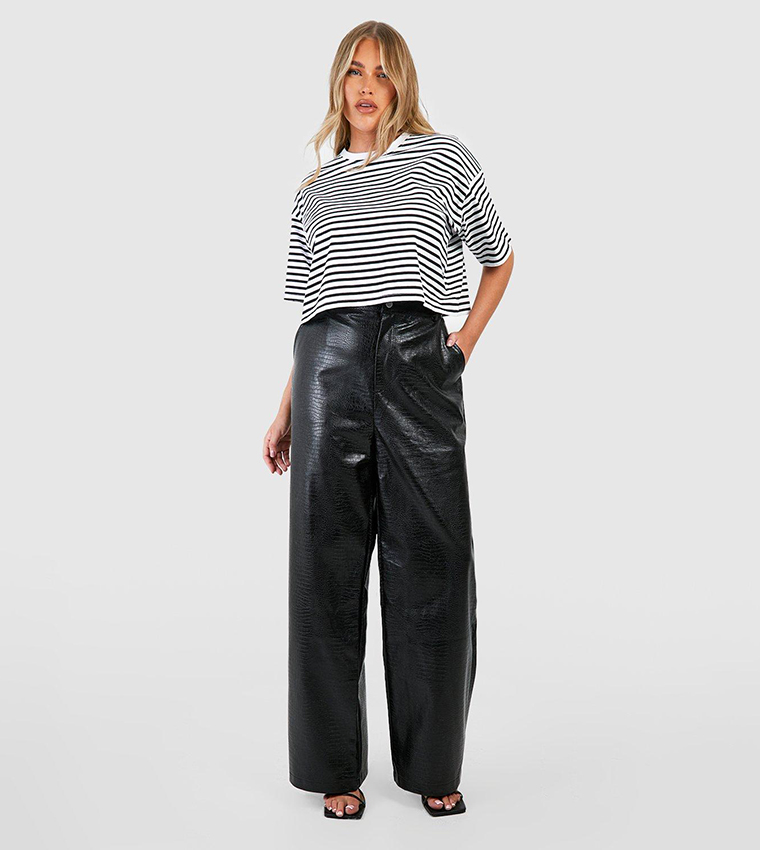 Croc Pu Wide Leg Trousers