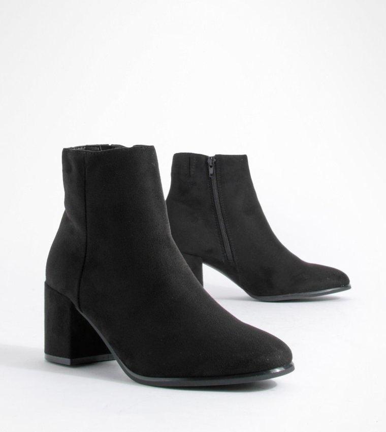 Block Heel Ankle Faux Suede Shoe Boots
