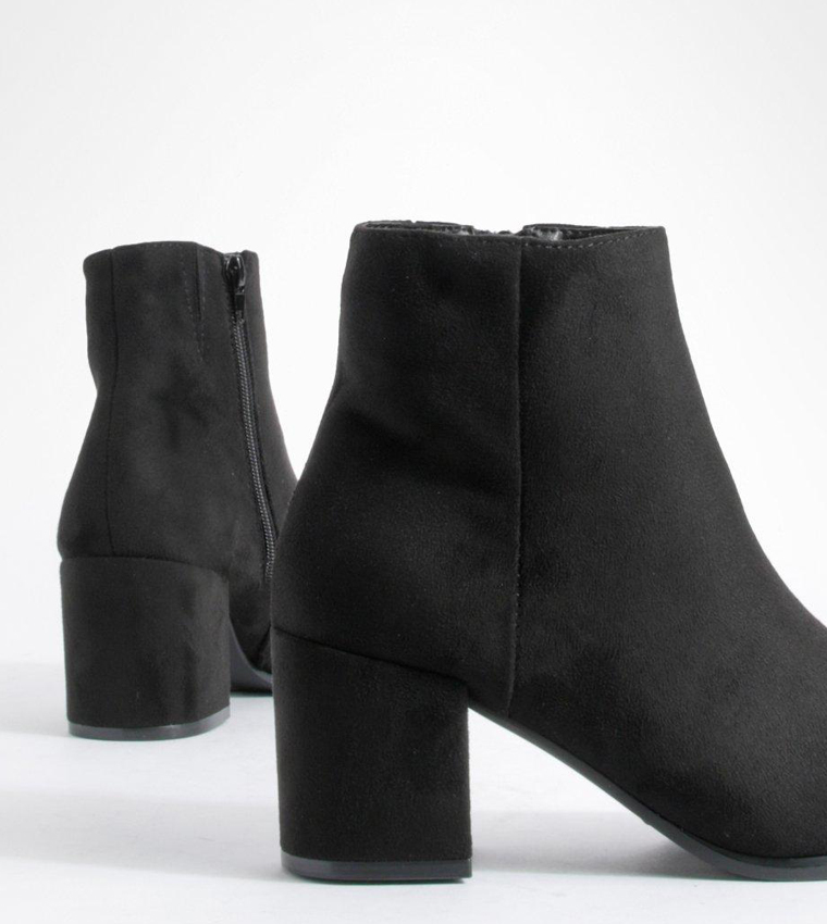 Block Heel Ankle Faux Suede Shoe Boots