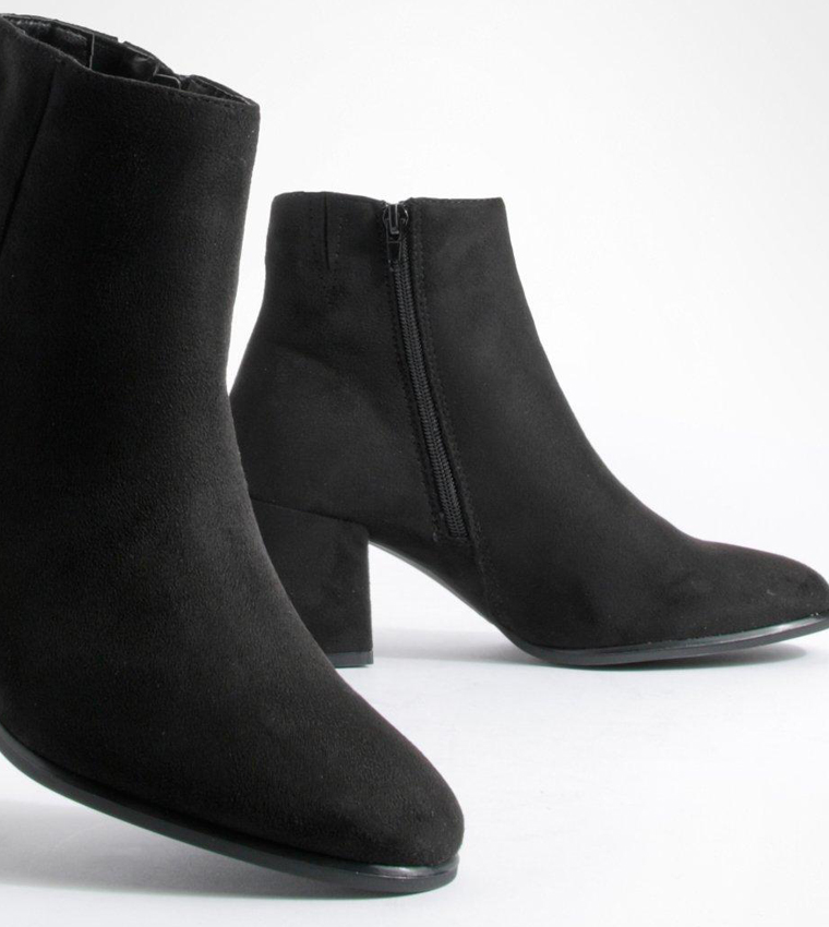 Block Heel Ankle Faux Suede Shoe Boots