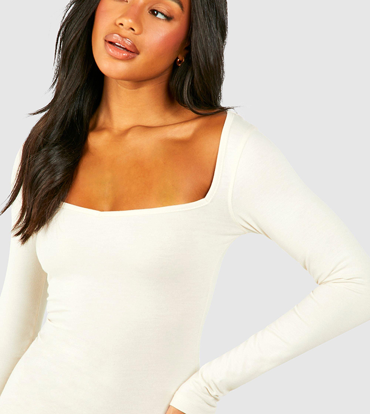 Sweetheart Neck Long Sleeves Midi Dress