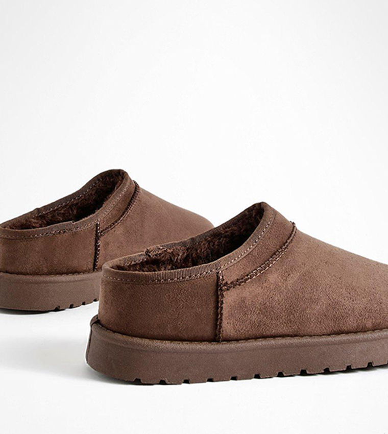 brown slip on mules