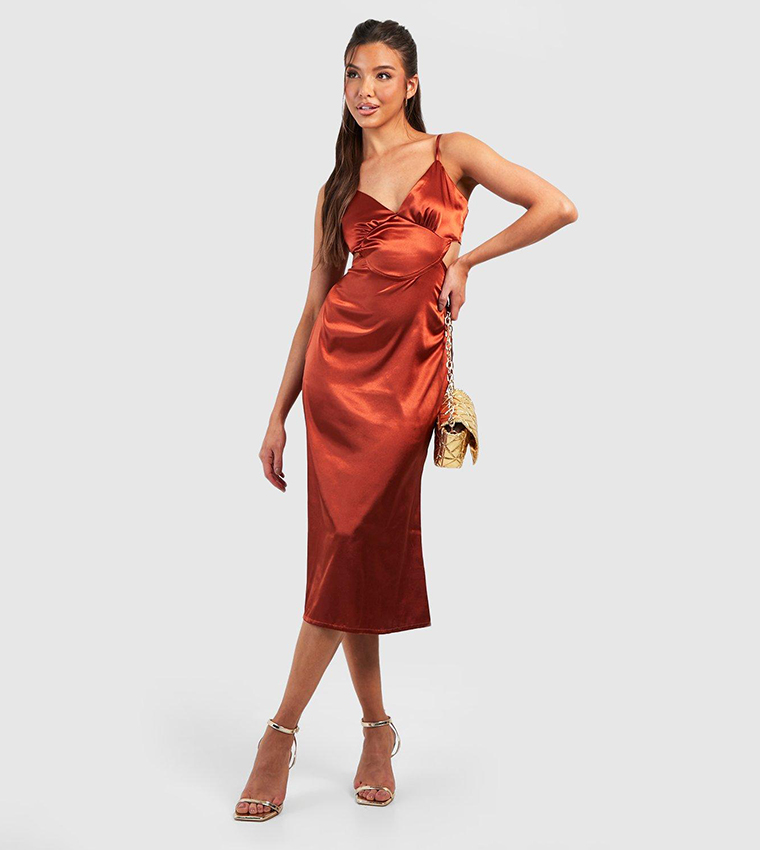 Copper silk slip dress best sale