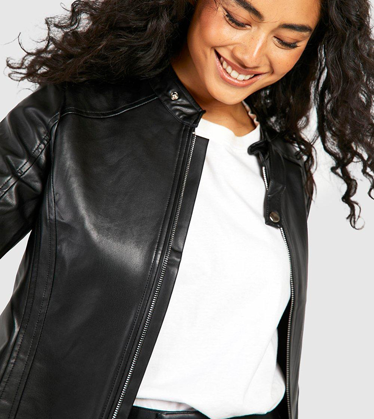 Faux leather clearance fitted jacket