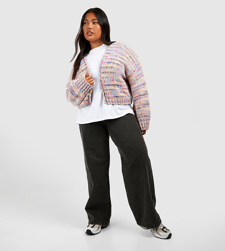 Buy Boohoo Premium Multicolored Chunky Knit Cardigan In Pink