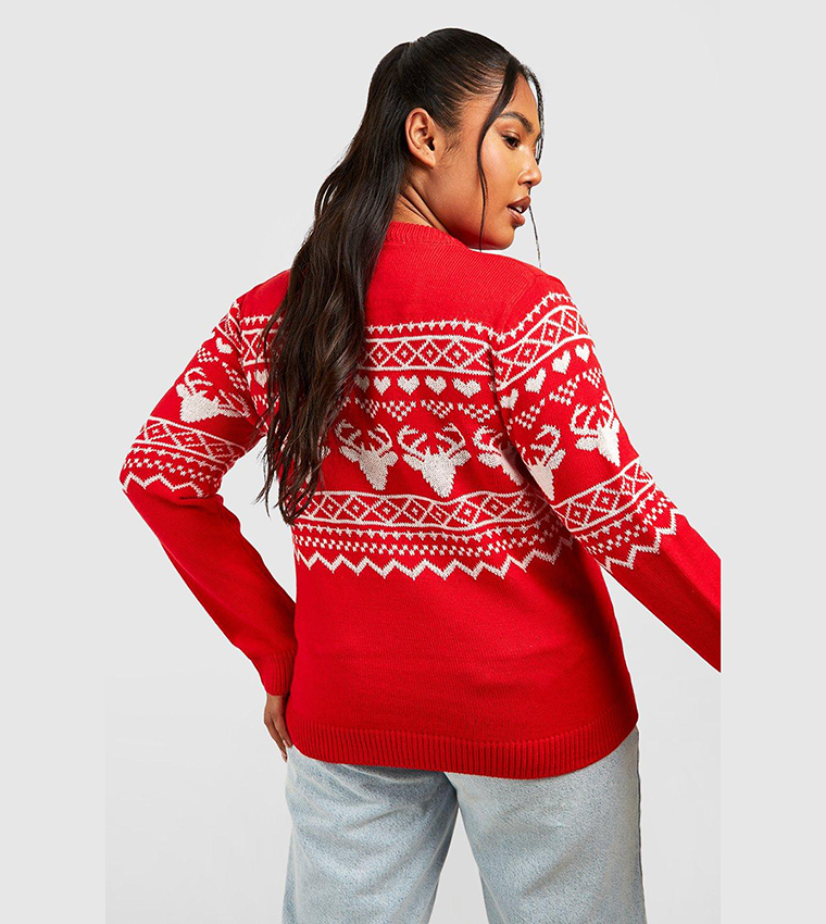 Buy Boohoo Fairisle Christmas Jumper In Red | 6thStreet Qatar