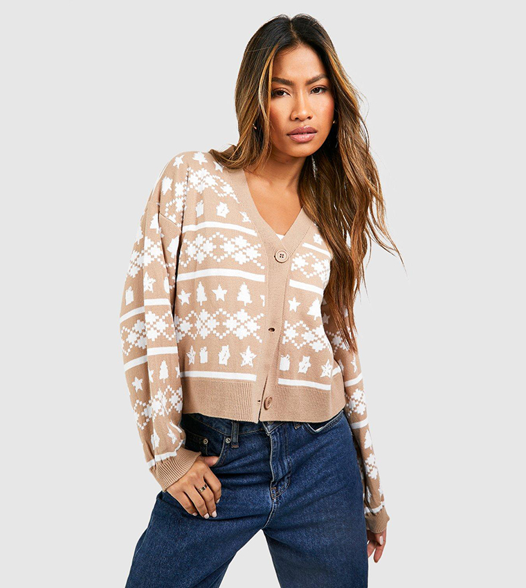 Cropped discount christmas cardigan