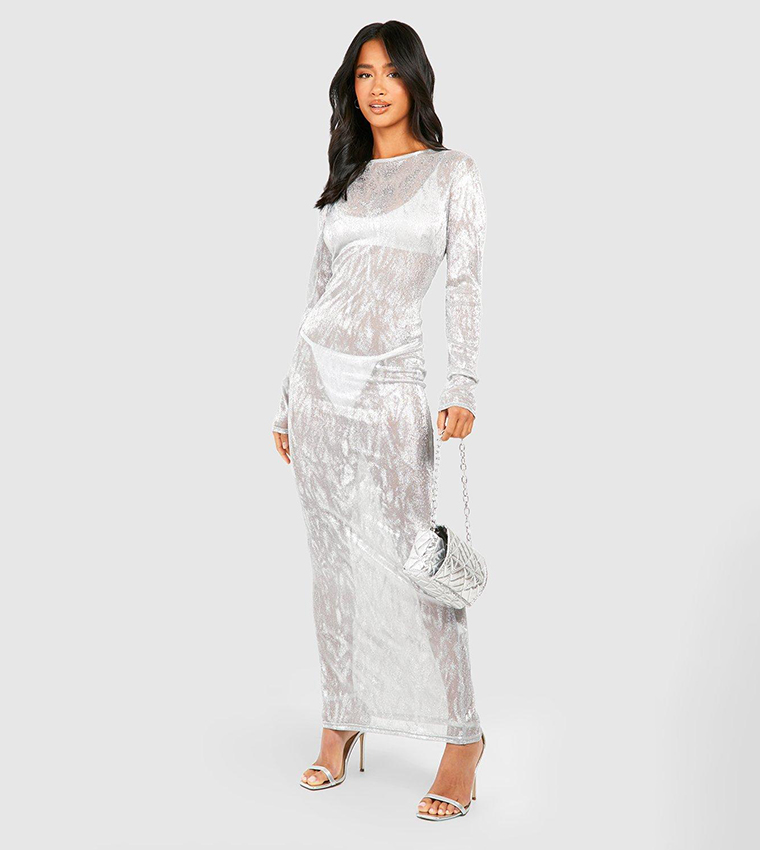 Sheath-Column Maxi Metallic Formal Dress CS0658 main image 0