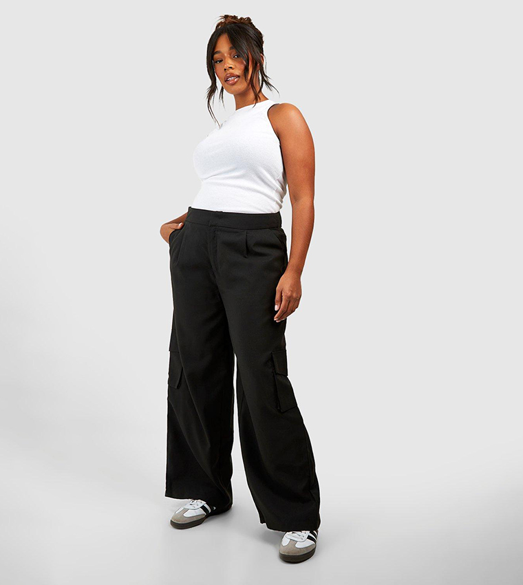 Black Woven Tailored Wide Leg Trousers