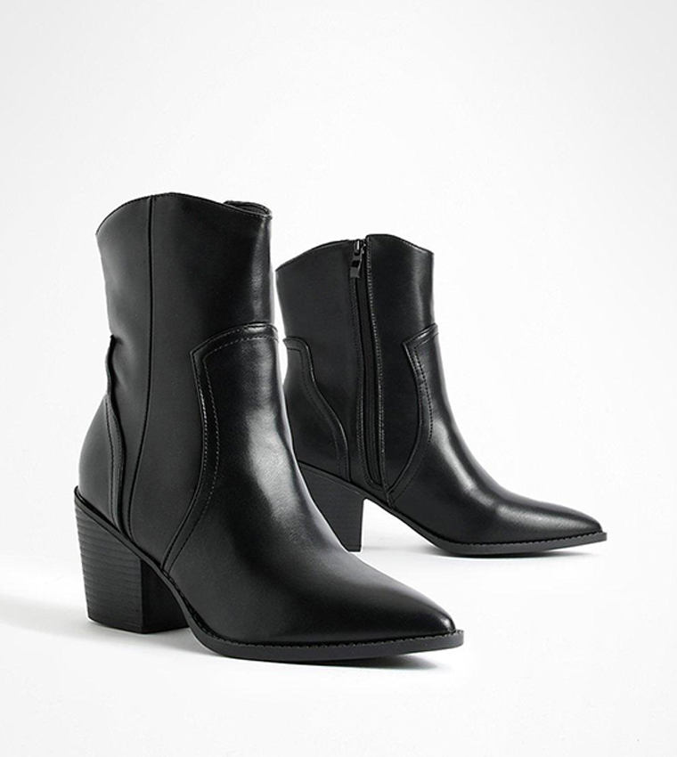 Buy Boohoo Western Cowboy Ankle Boots In Black 6thStreet Kuwait
