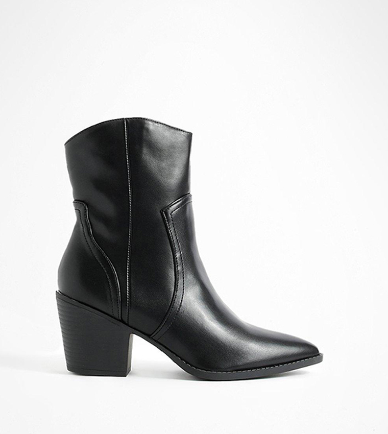 Buy Boohoo Western Cowboy Ankle Boots In Black 6thStreet Kuwait