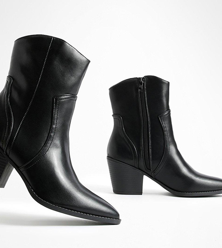 Buy Boohoo Western Cowboy Ankle Boots In Black 6thStreet Kuwait