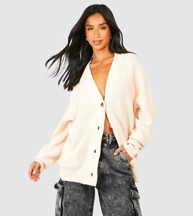 Buy Boohoo Fisherman Knit Cardigan In Beige 6thStreet Kuwait