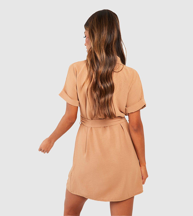 Camel utility shirt dress hotsell