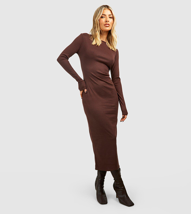 Maternity Chocolate Bubble Textured Midaxi Dress