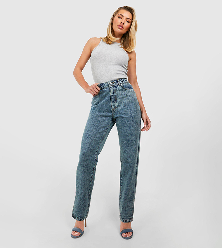 New Vintage Split Hem Jeans in Medium Wash - Denim