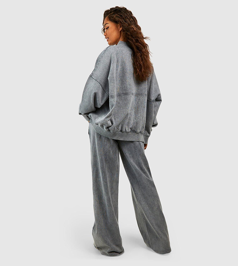 Washed Zip Through Bomber Straight Fit Tracksuit