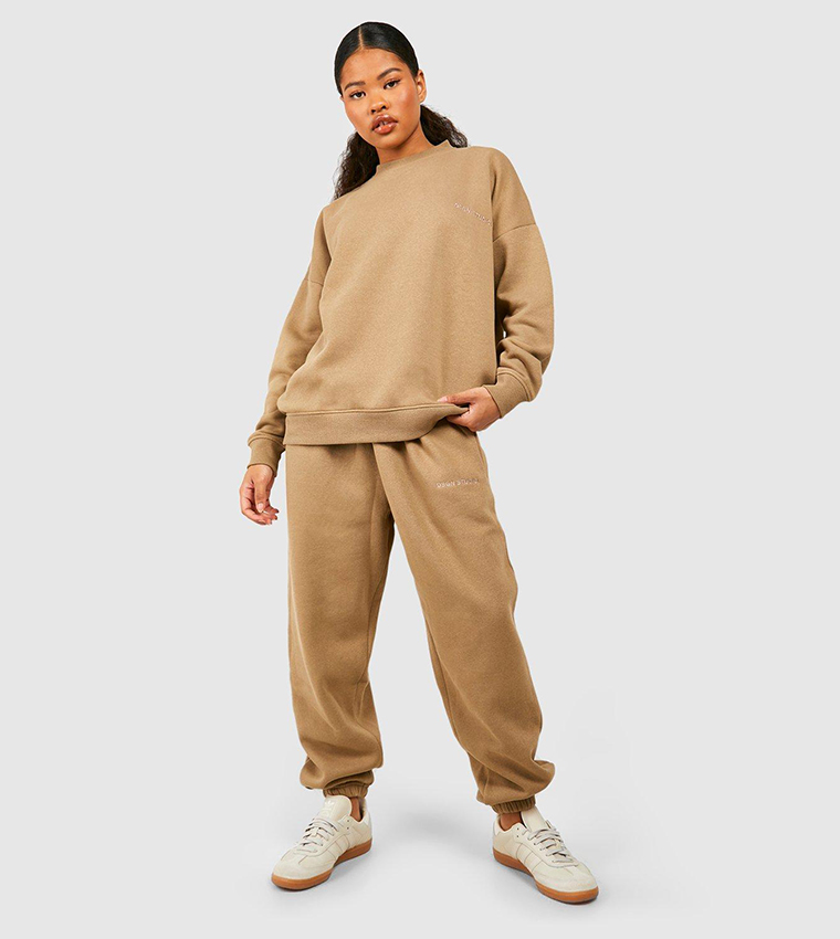 Buy Boohoo Petite Sweatshirt Tracksuit In Beige 6thStreet Kuwait