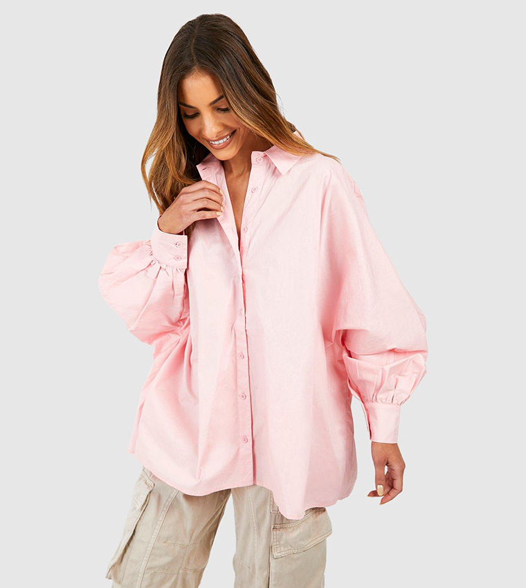 pink poplin oversized shirt