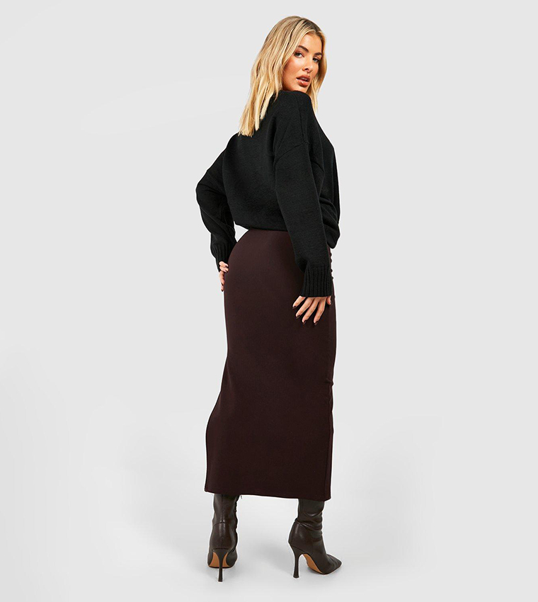 Burgundy ribbed outlet skirt