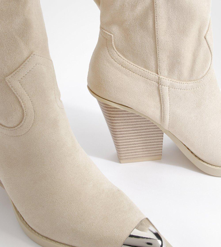 Toe Cap Chunky Rand Western Cowboy Boots